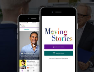 mobile app login page, Moving Stories
